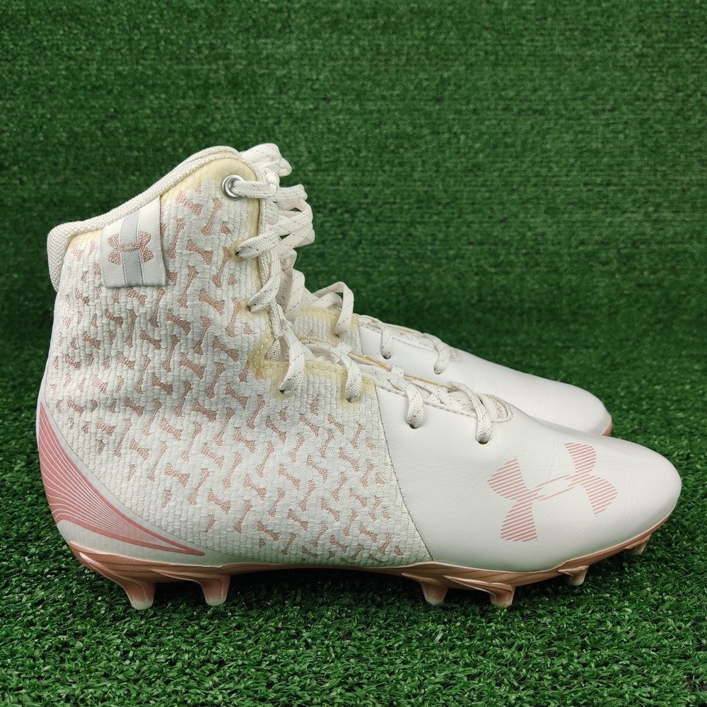 Under Armour Cleats Womens 8 White Rose Gold Highlight MC Lacrosse 3022078-105